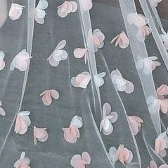 Custom cathedral veil with blush ombre 3D petals main image 13